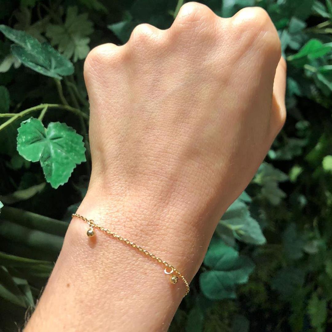 PULSEIRA INFANTIL - 4 BOLAS - OURO AMARELO