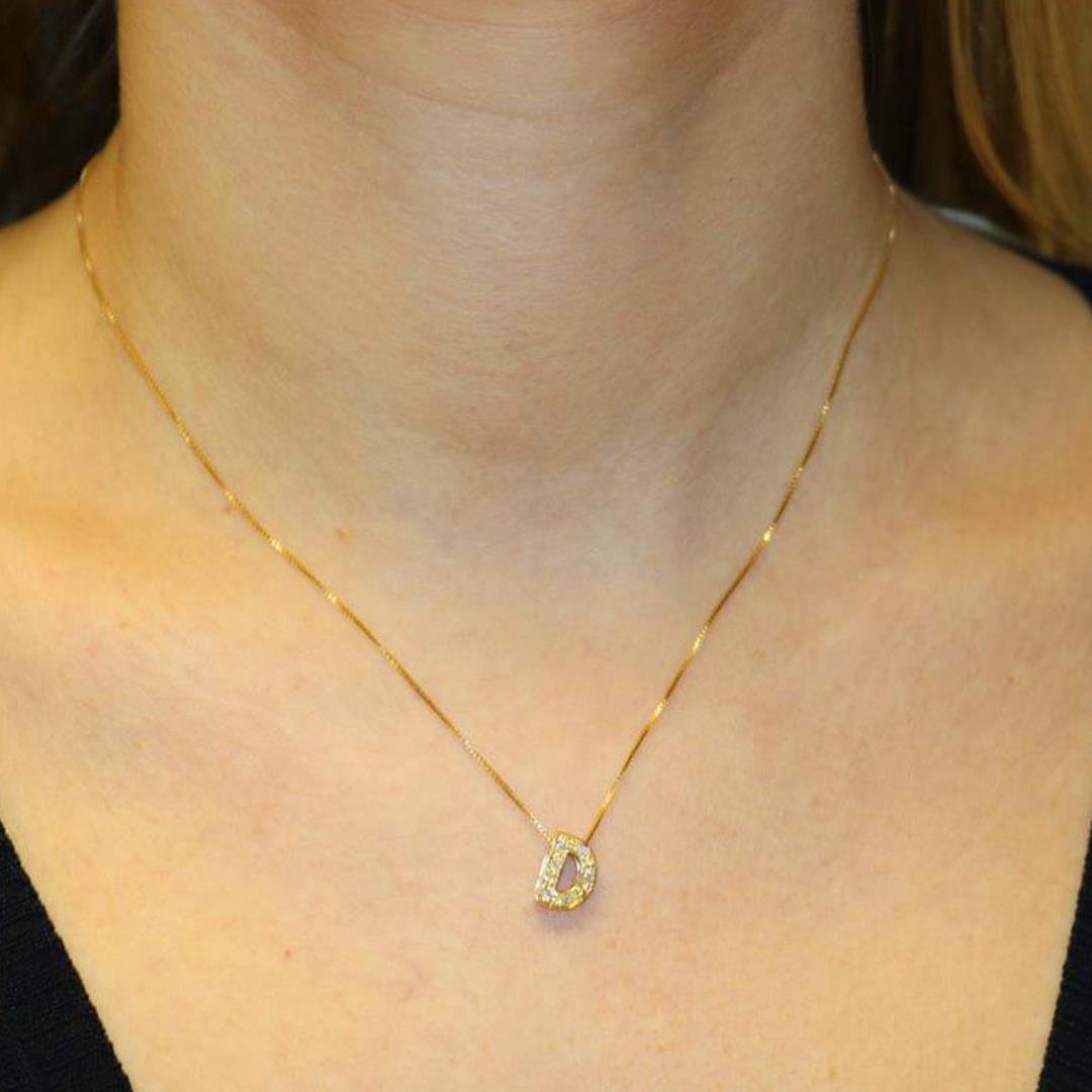 PINGENTE LETRA 'D' OA COM DIAMANTE - OA