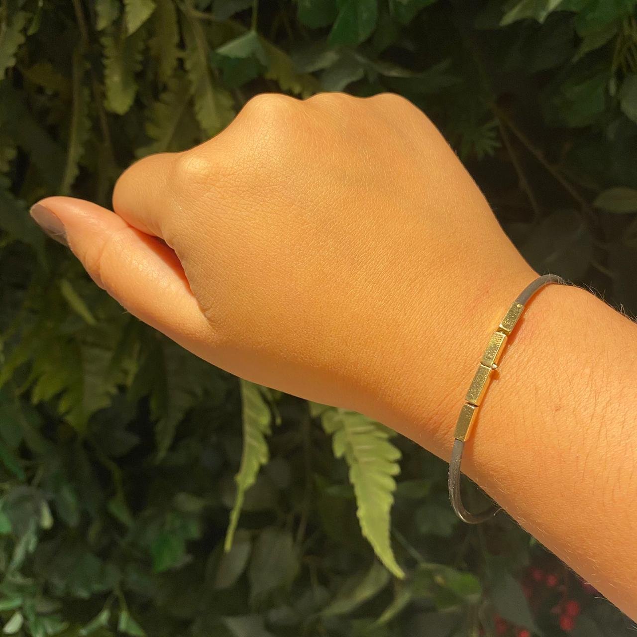 PULSEIRA CORDÃO EM BORRACHA E CHAPA - OA