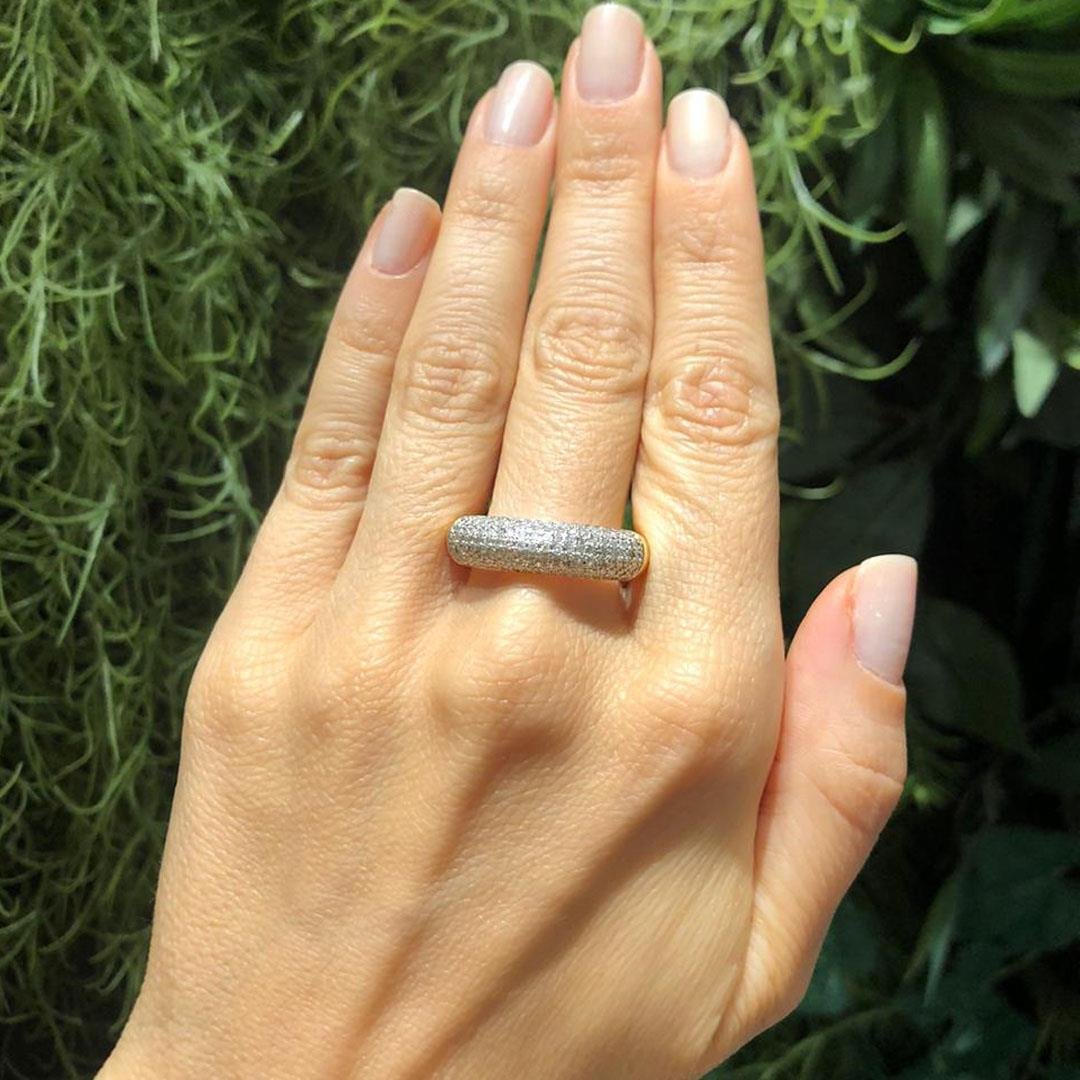 ANEL PAVÊ DIAMANTES GROSSO E RODIO BCO - OA