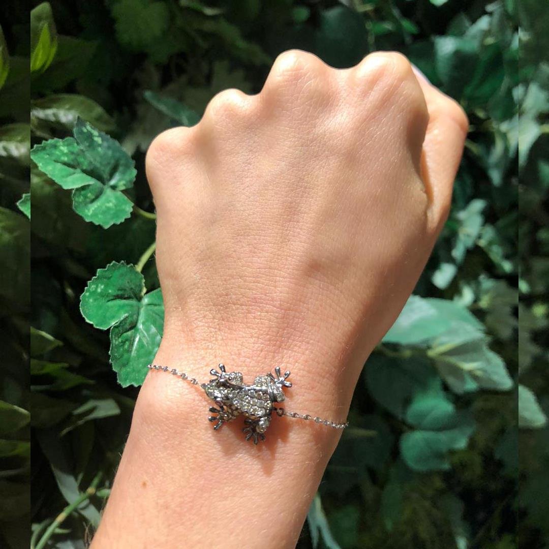 PULSEIRA SAPO OURO NEGRO COM DIAMANTES - OB