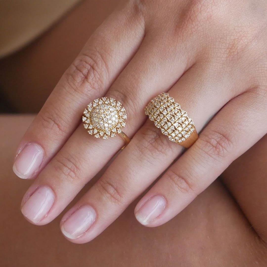 ANEL PAVÊ LARGO EM DIAMANTES - OA