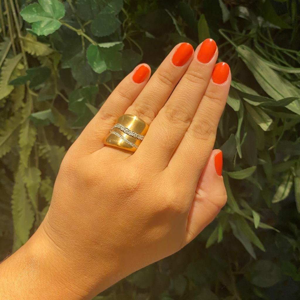ANEL ALTO VEREDAS COM DIAMANTES - OA