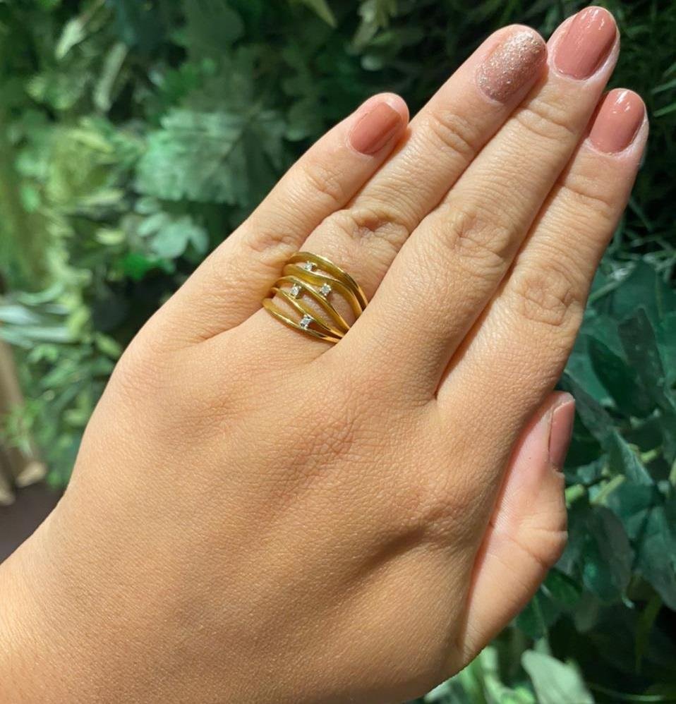 ANEL LINHAS SINUOSAS - DIAMANTES - OA