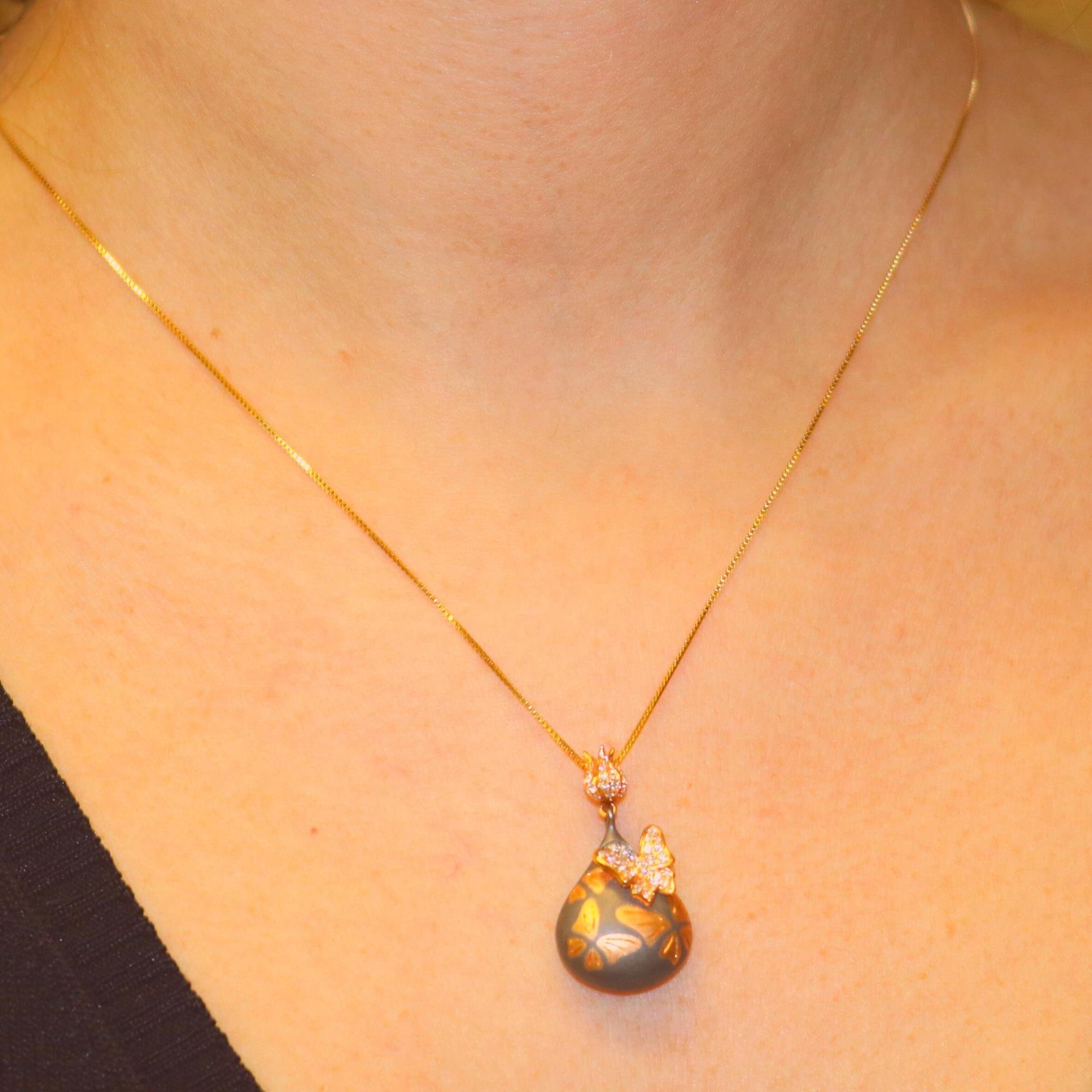 PINGENTE TITANIUM E OURO 18K - DIAMANTES