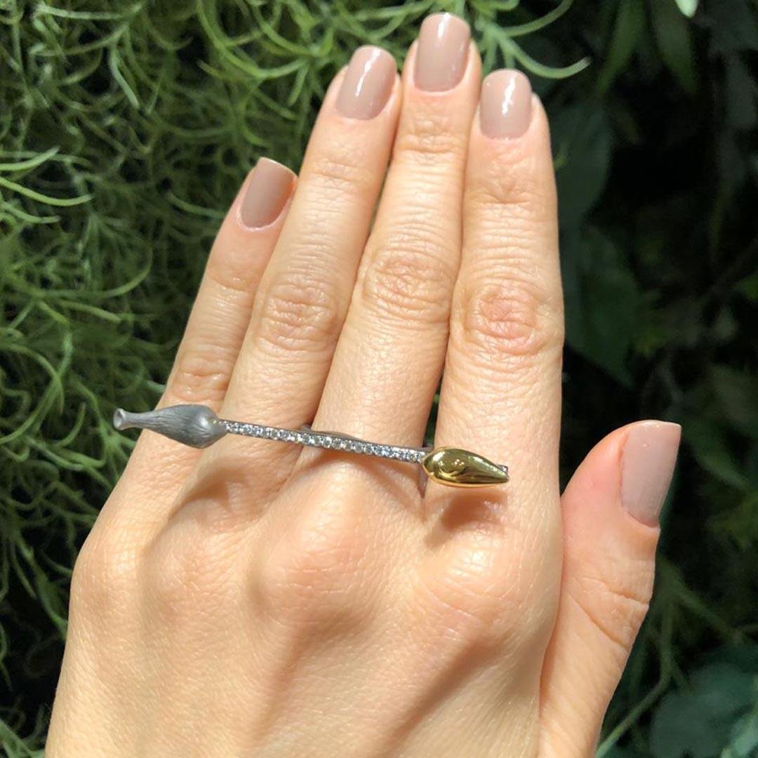 ANEL PASSAROS TITANIUM COM DIAMANTES
