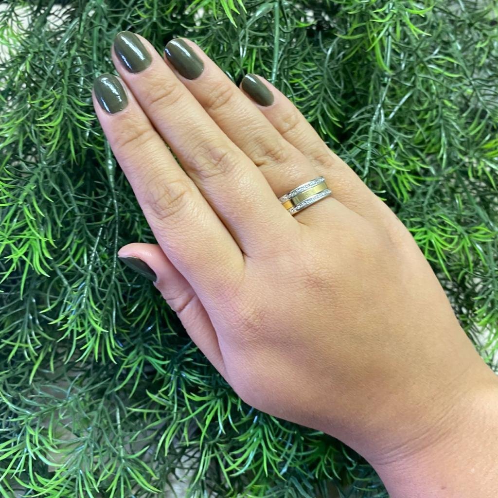 ALIANÇA BICOLOR ELOS - 76PTS DIAMANTES - OA / OB