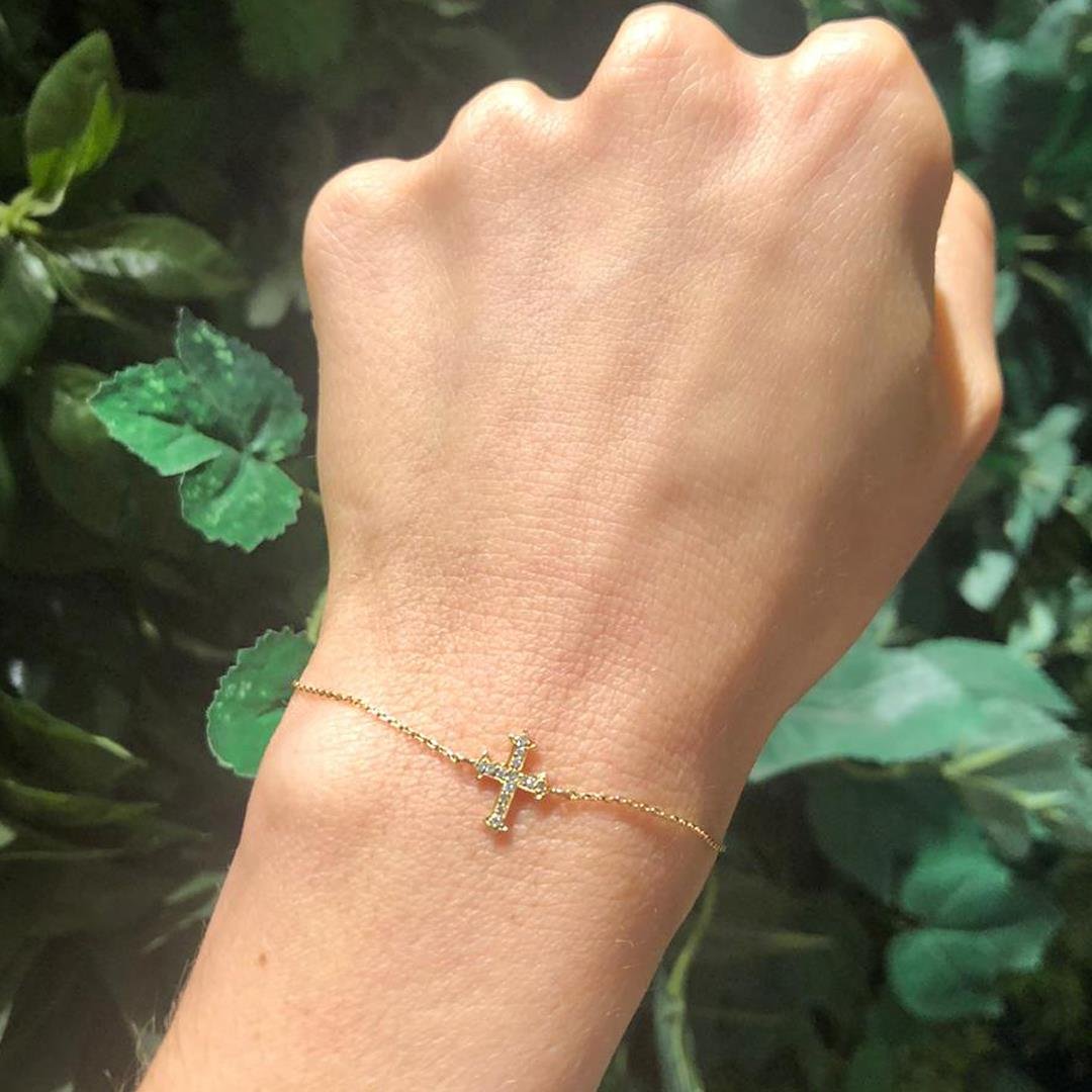 PULSEIRA CRUZ DE MALTA COM DIAMANTES - OA