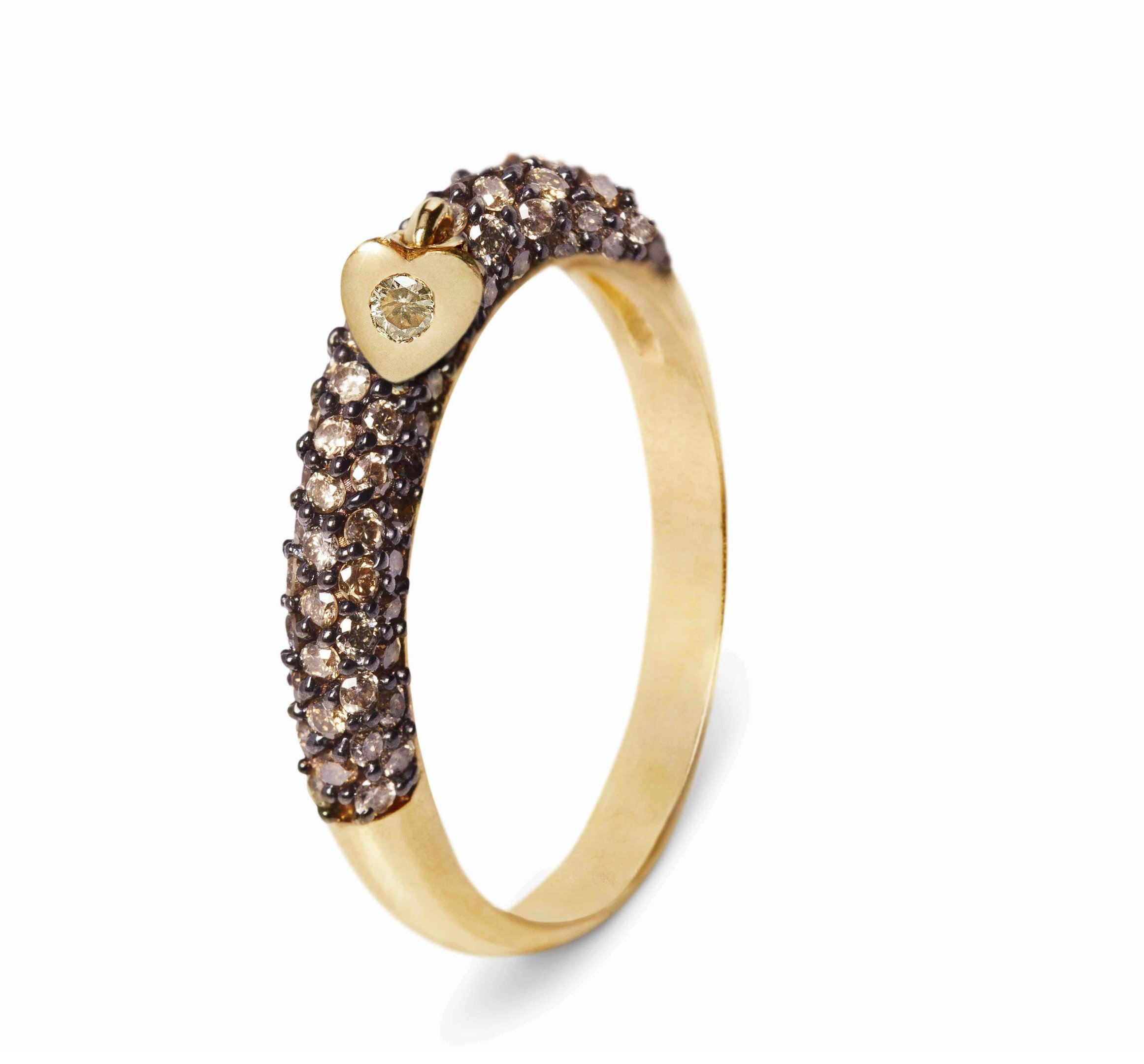 ANEL CORAÇÕES SUSPENSOS - DIAMANTES BROWN - OA
