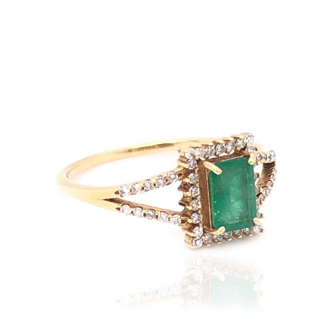 ANEL ESMERALDA BAGUETE E DIAMANTES - OA