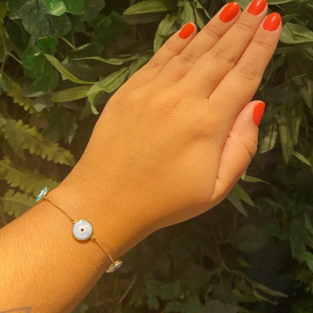 PULSEIRA 4 OLHOS GREGOS TONS DE AZUL - OA