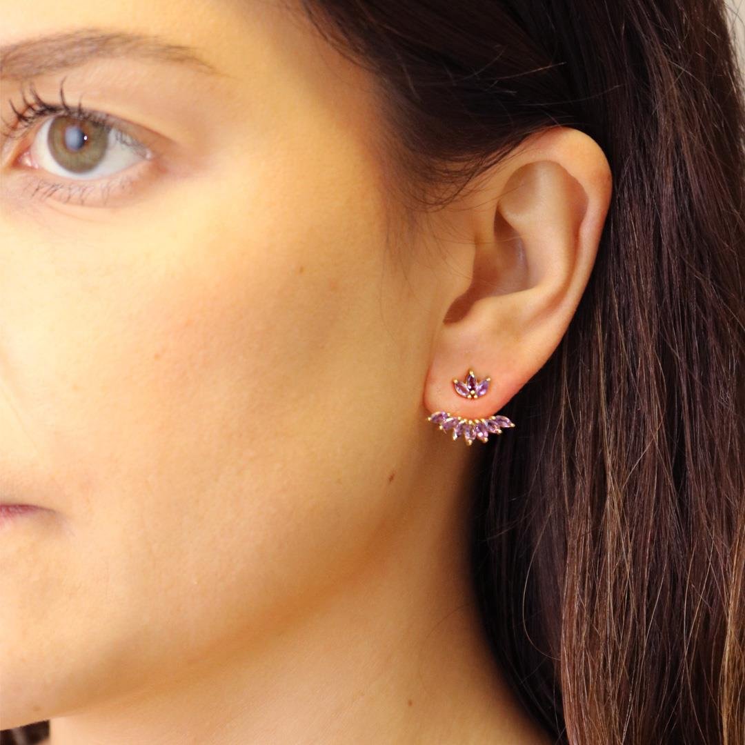 BRINCO EAR CUFF COM AMETISTAS - OA