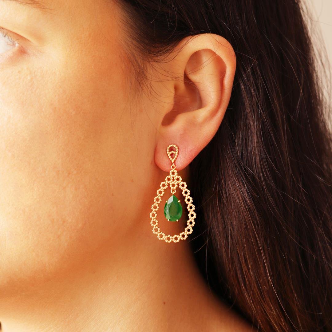 BRINCO GOTA TRABALHADA JADE - OA