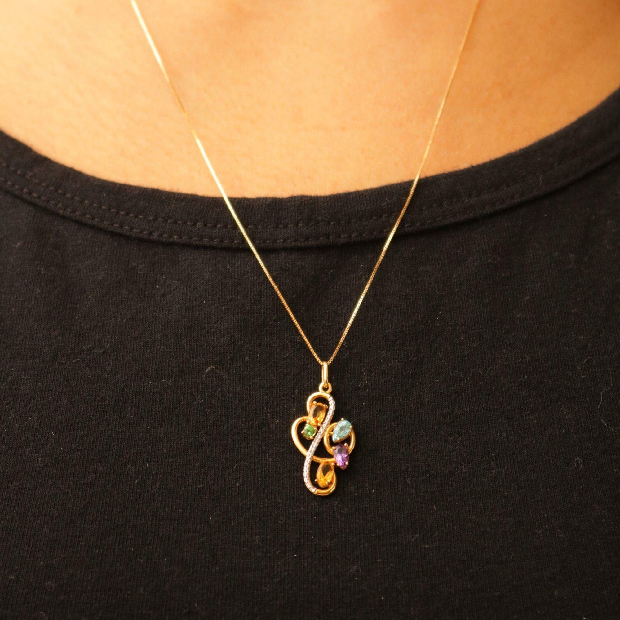 PINGENTE FLORESTA DE PEDRAS COM DIAMANTES - OA