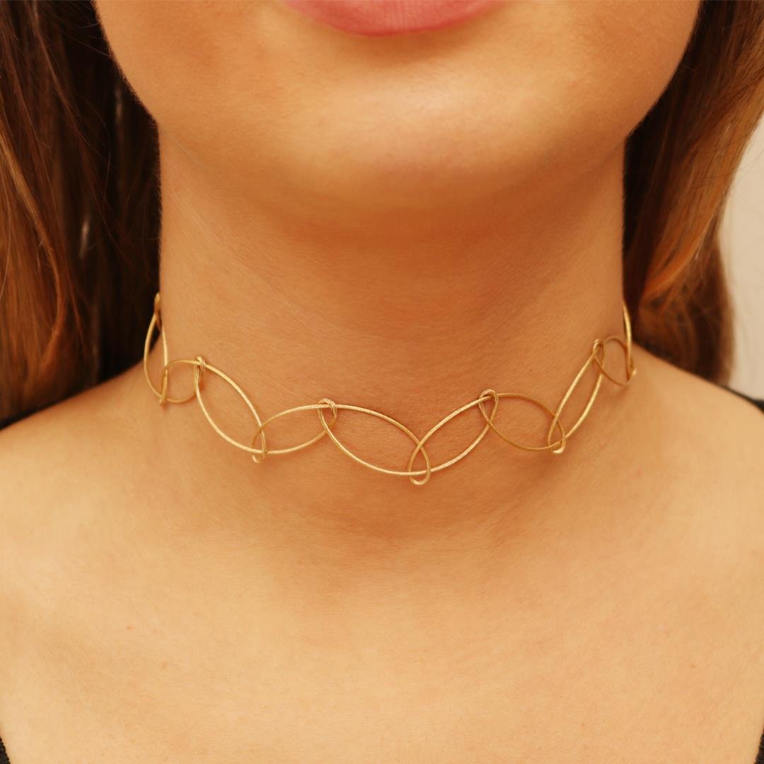 GARGANTILHA CHOKER - FIOS ENTRELAÇADOS FOSCOS - OA