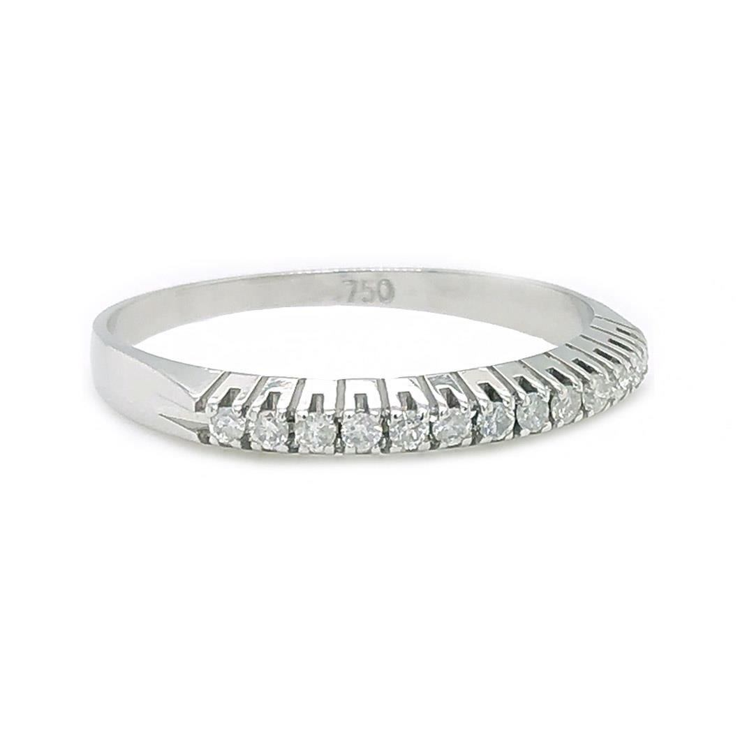 ANEL MEIA ALIANÇA -1PT CADA DIAMANTE - OB