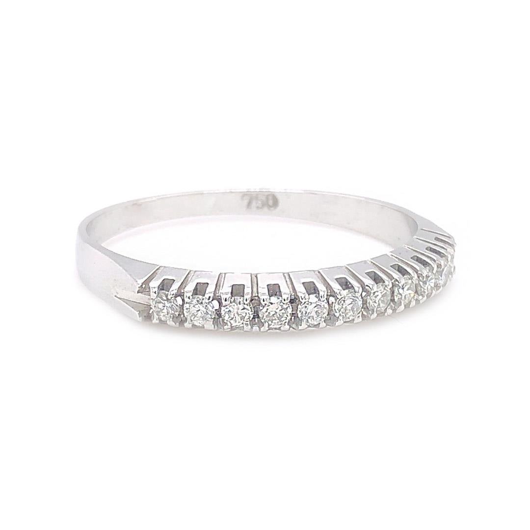 ANEL MEIA ALIANÇA - 2PT CADA DIAMANTE - OB