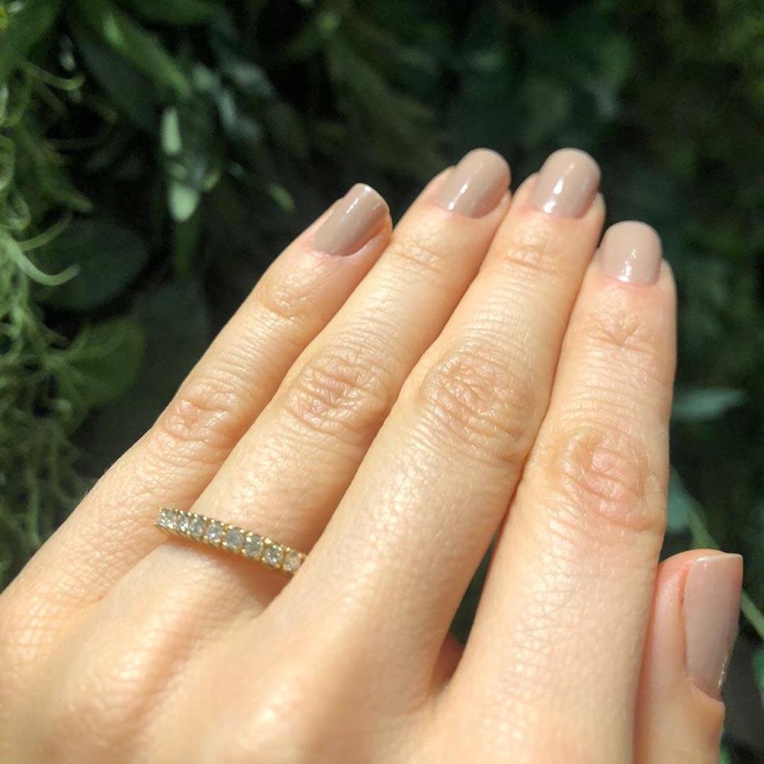 ANEL MEIA ALIANÇA - 5PT CADA DIAMANTE - OA