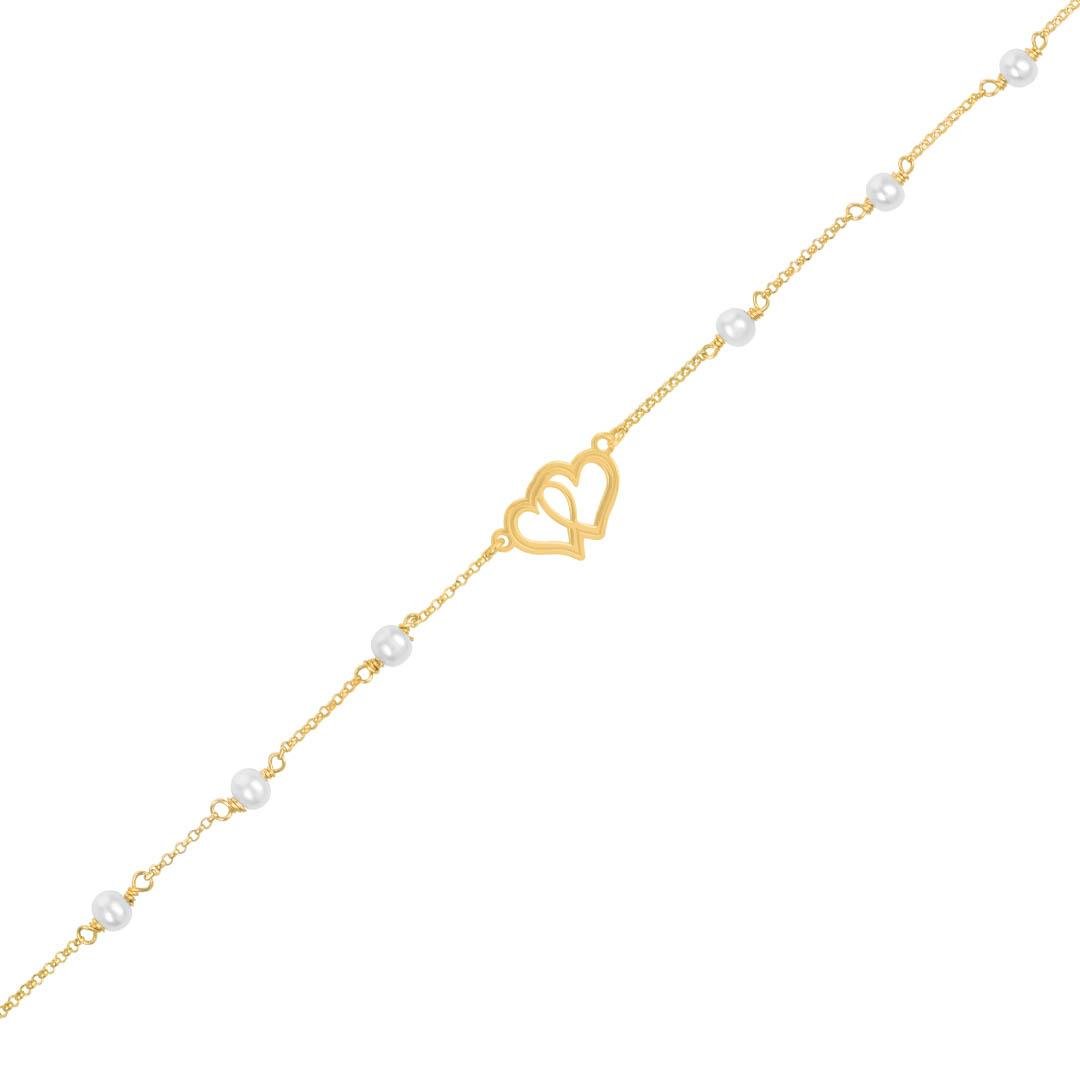 PULSEIRA DOIS CORAÇÕES E PÉROLAS - OA