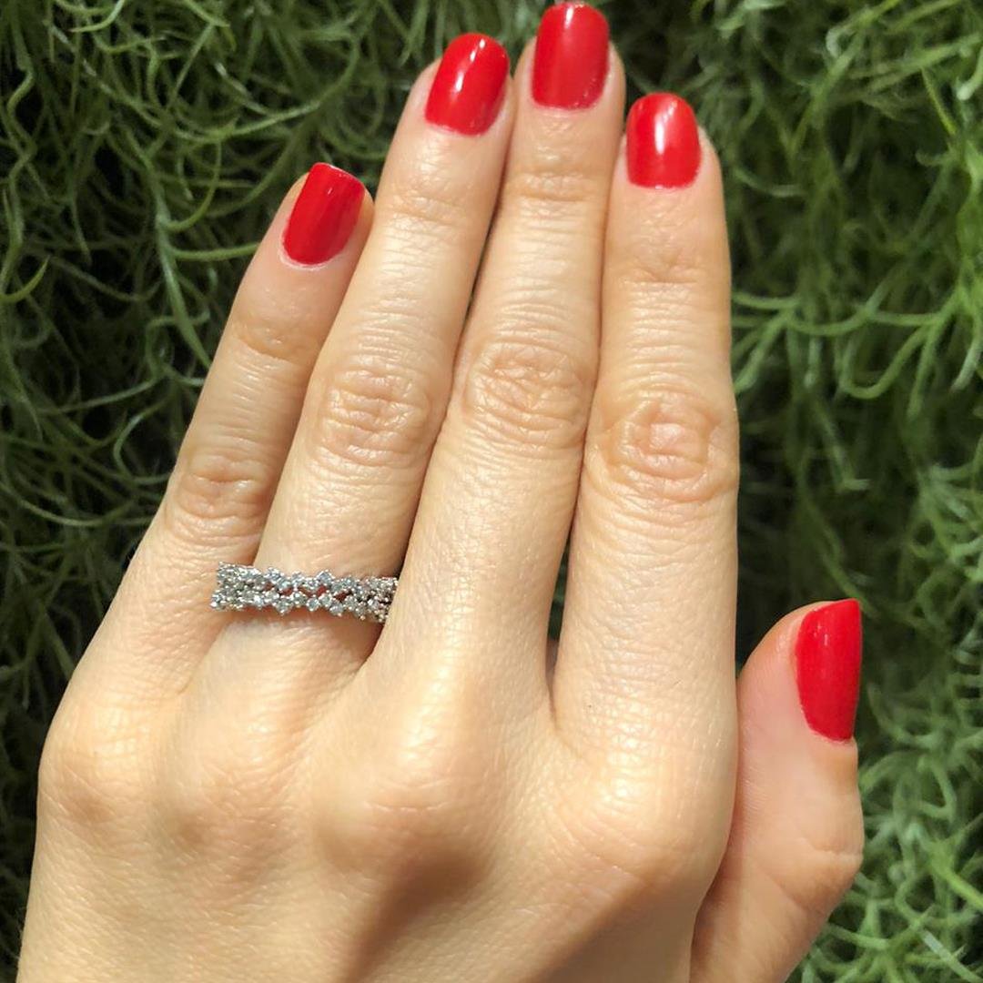 ANEL DOIS AROS IRREGULARES DIAMANTES - OB