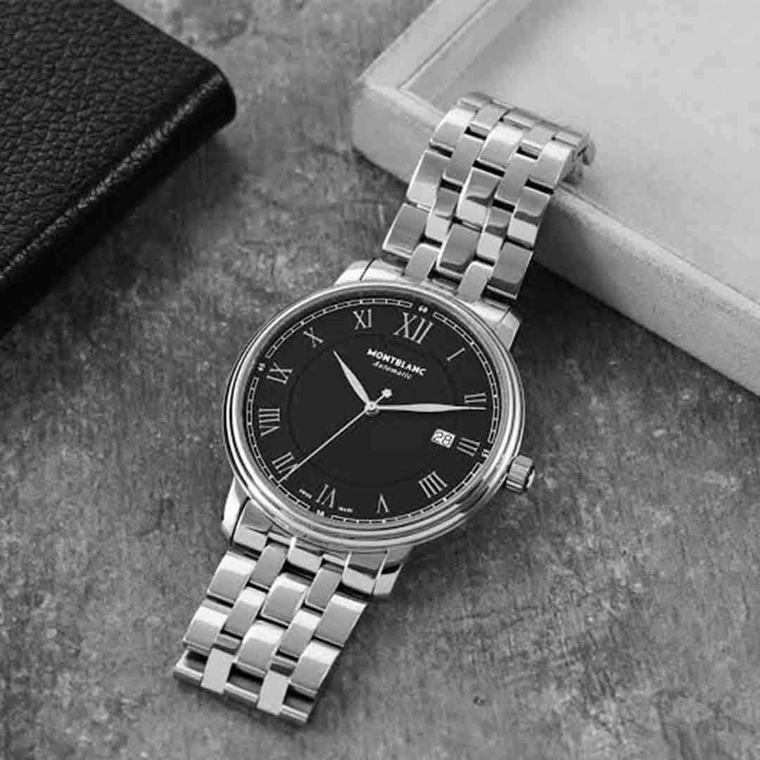 RELÓGIO MONTBLANC - TRADITION DATE AUT AÇO DIAL PRETO
