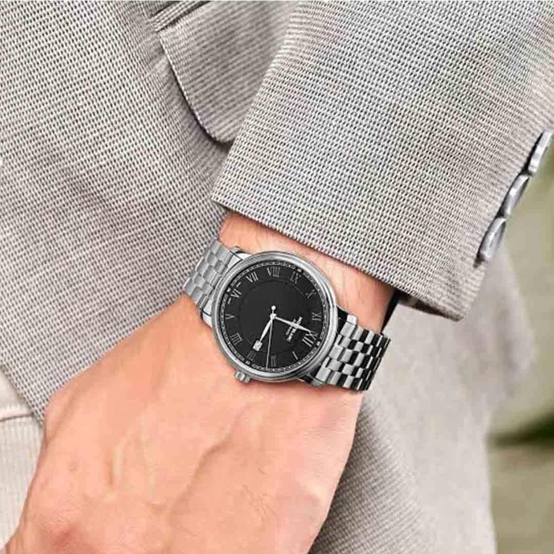 RELÓGIO MONTBLANC - TRADITION DATE AUT AÇO DIAL PRETO