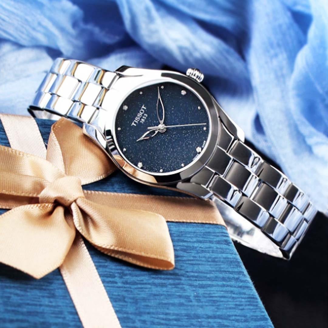 RELOGIO TISSOT T-WAVE - MOSTRADOR AZUL - DIAMANTES