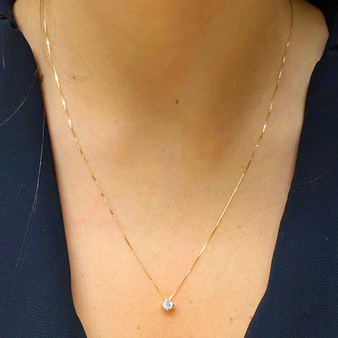 GARGANTILHA SOLITÁRIO PONTO DE LUZ - DIAMANTE -15PT- OA