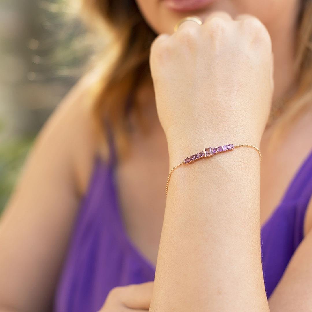 PULSEIRA COM AMETISTAS - OR