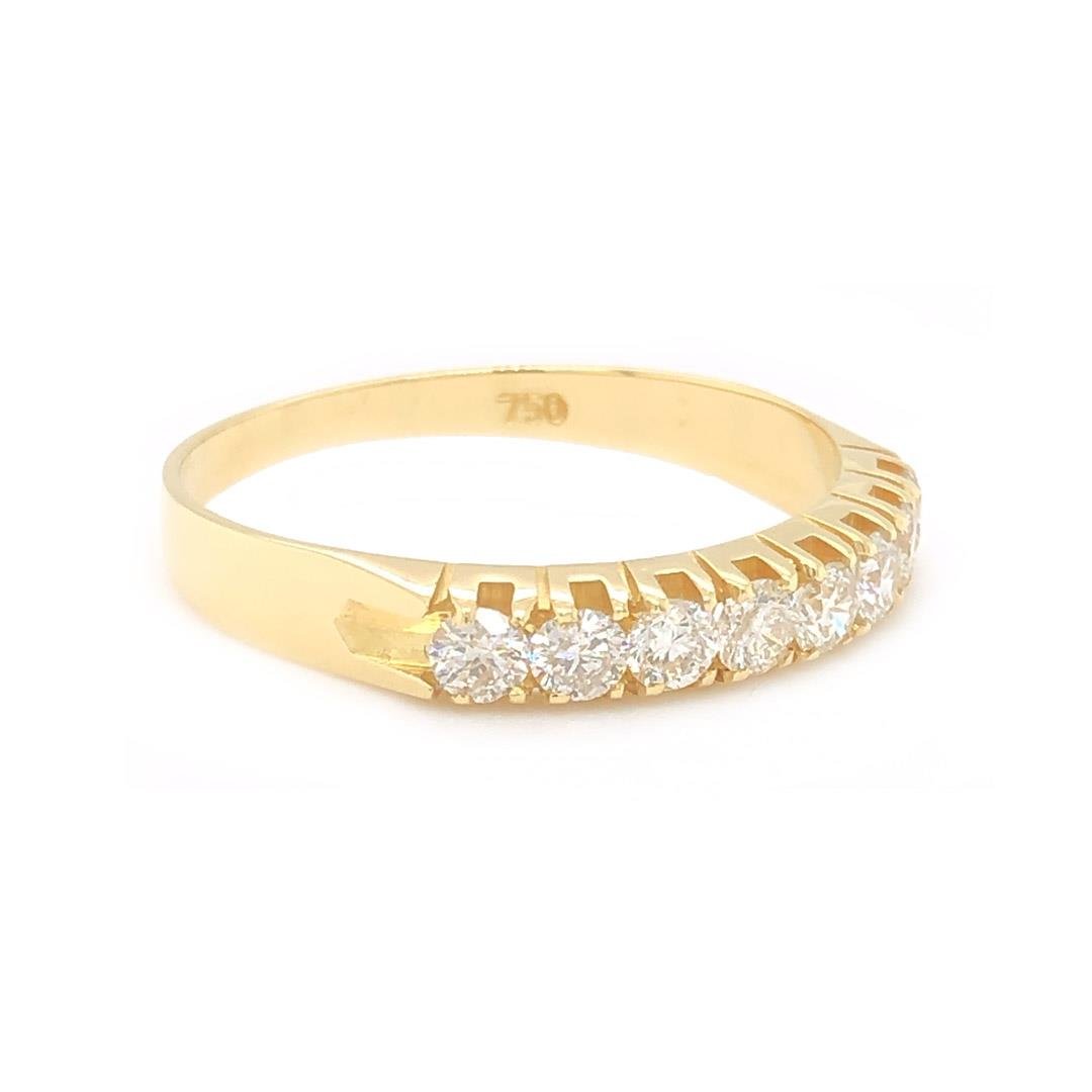 ANEL MEIA ALIANÇA - 7PT CADA DIAMANTE - OA