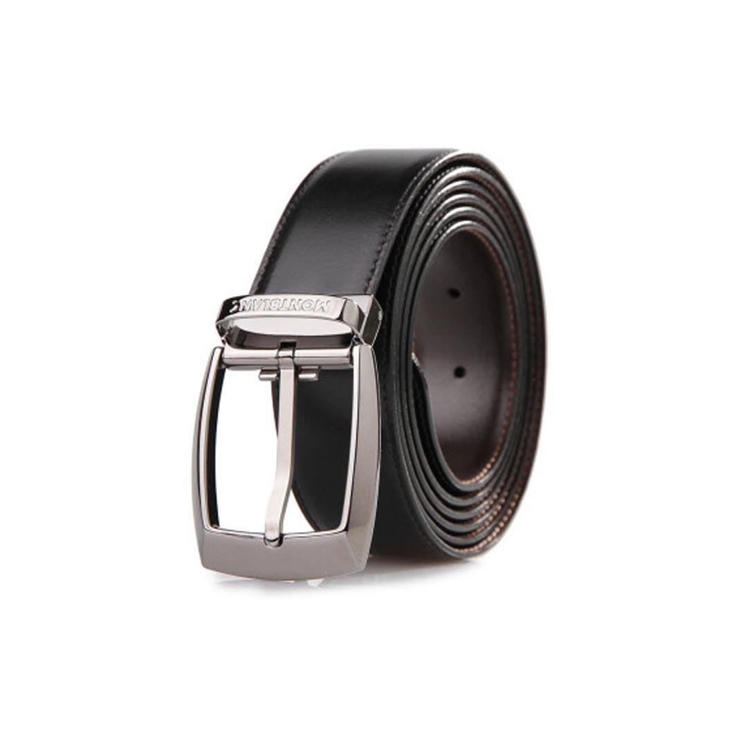 CINTO MONTBLANC - LINHA CASUAL - FIVELA CONVEXA RUTENIO - COURO 