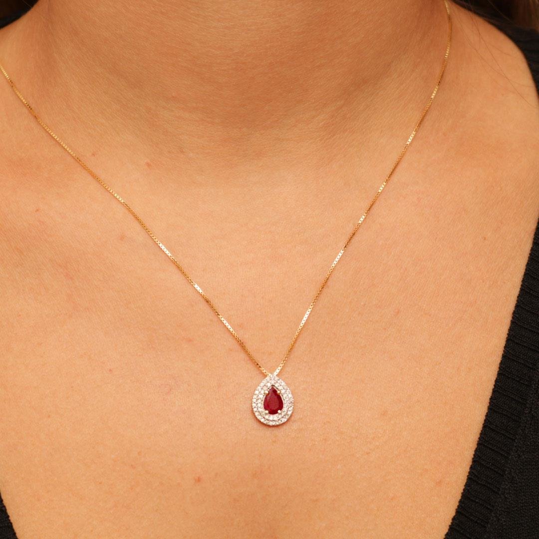 GARGANTILHA RUBI NATURAL GOTA - DIAMANTES - OA