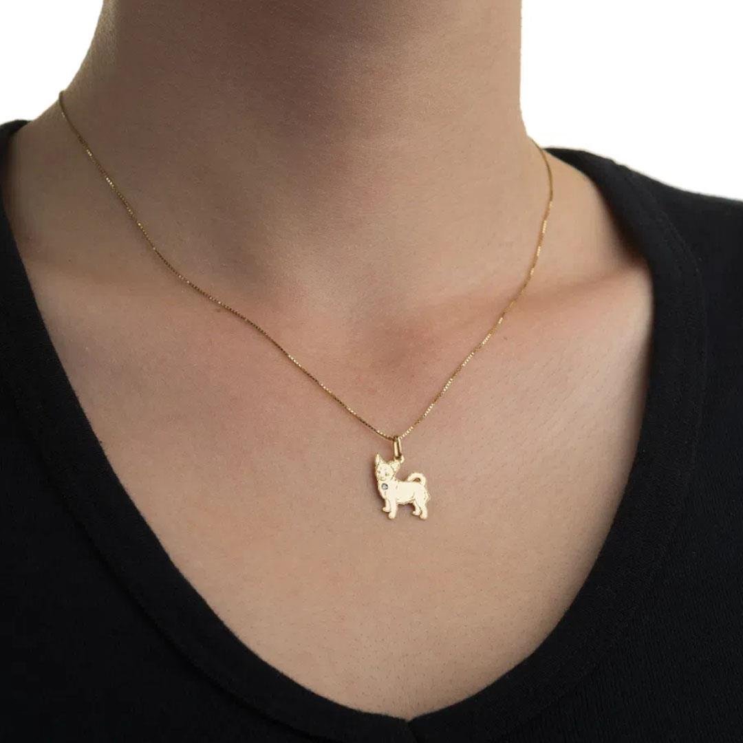 PINGENTE MY DOG CHIHUAHUA COM DIAMANTE - OA