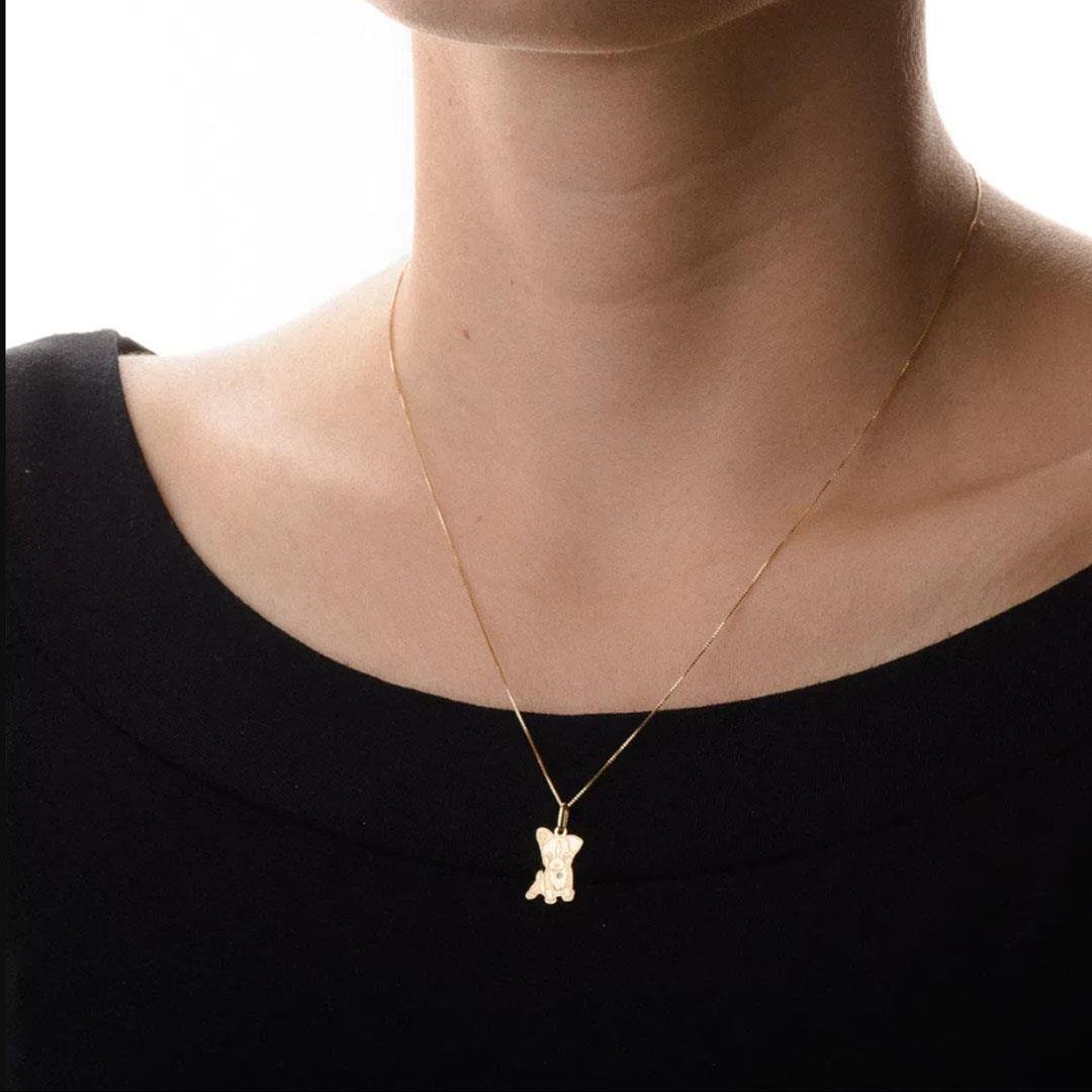 PINGENTE MY DOG VIRA LATA COM DIAMANTE - OA