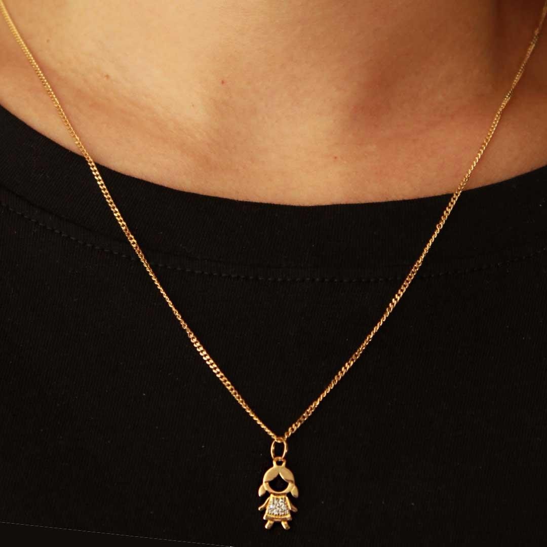 PINGENTE MENINA BARRIGA DE DIAMANTES - OA