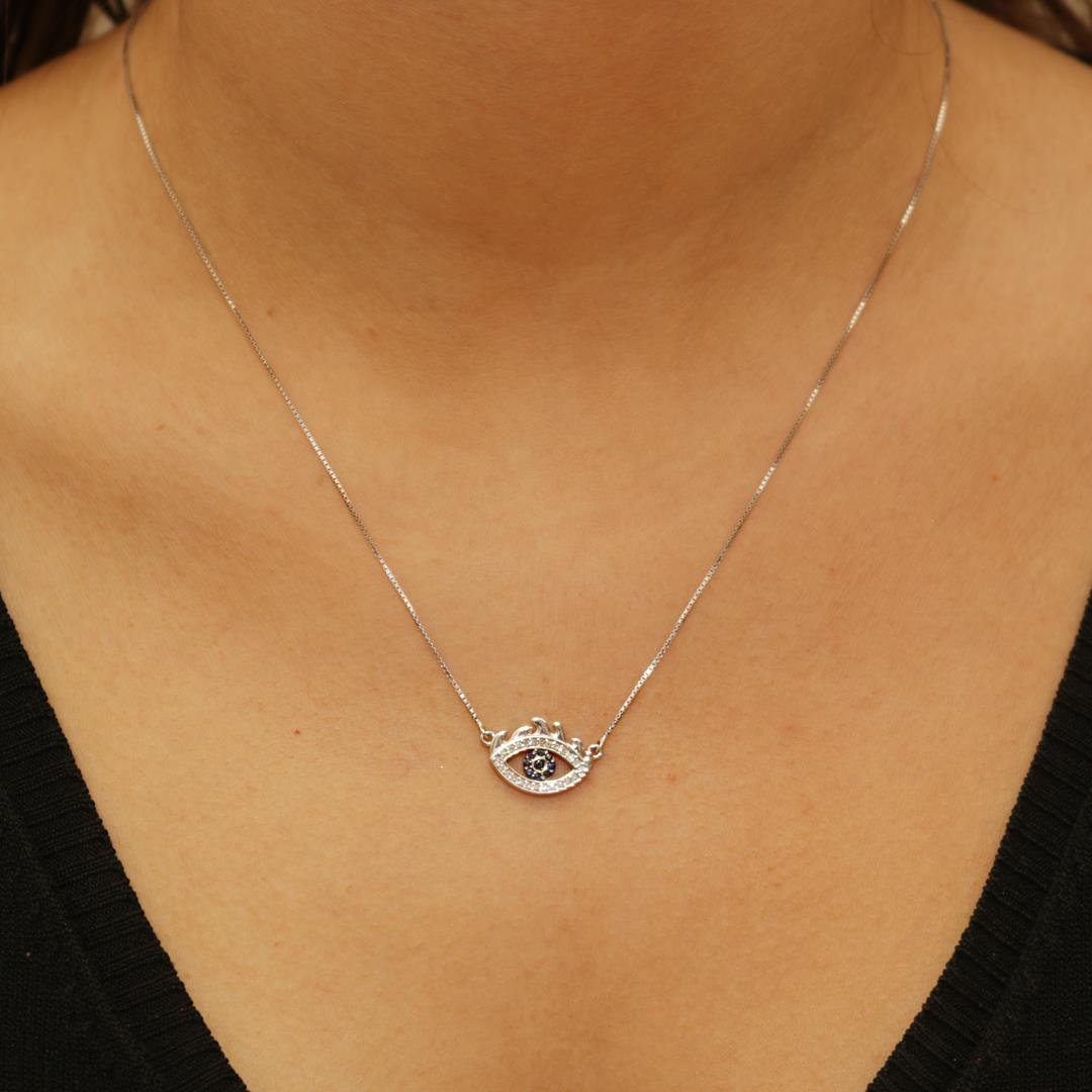 GARGANTILHA OLHO DIAMANTES E SAFIRAS - OB