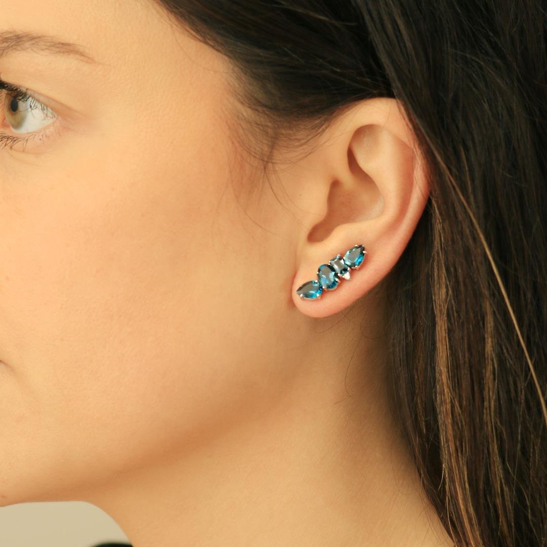 BRINCO TOSSA DEL MAR EARCUFF - TOPÁZIO - DIAMANTES