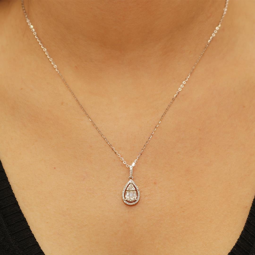 GARGANTILHA GOTA DE DIAMANTES BAGUETE - OB