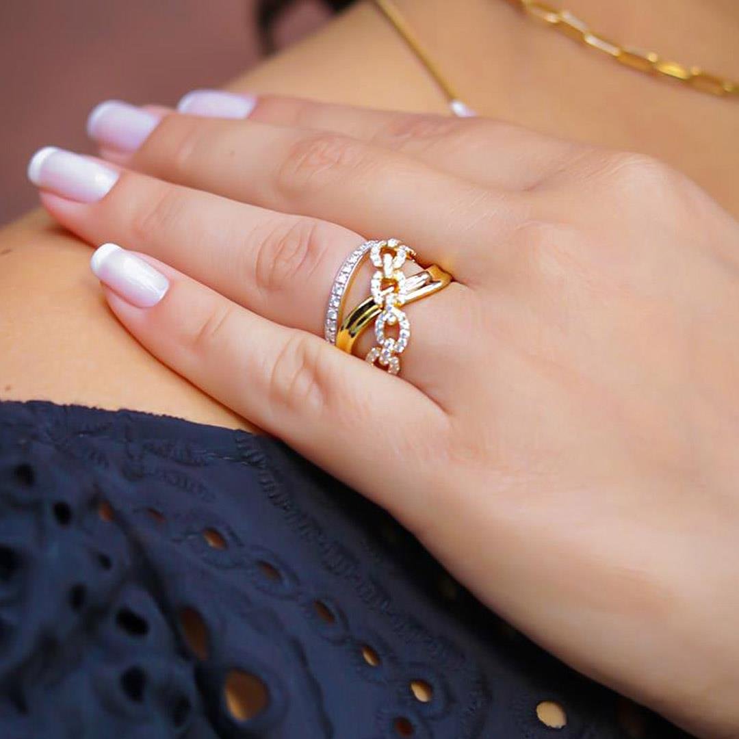 ANEL MEIA ALIANÇA DIAMANTES - OA