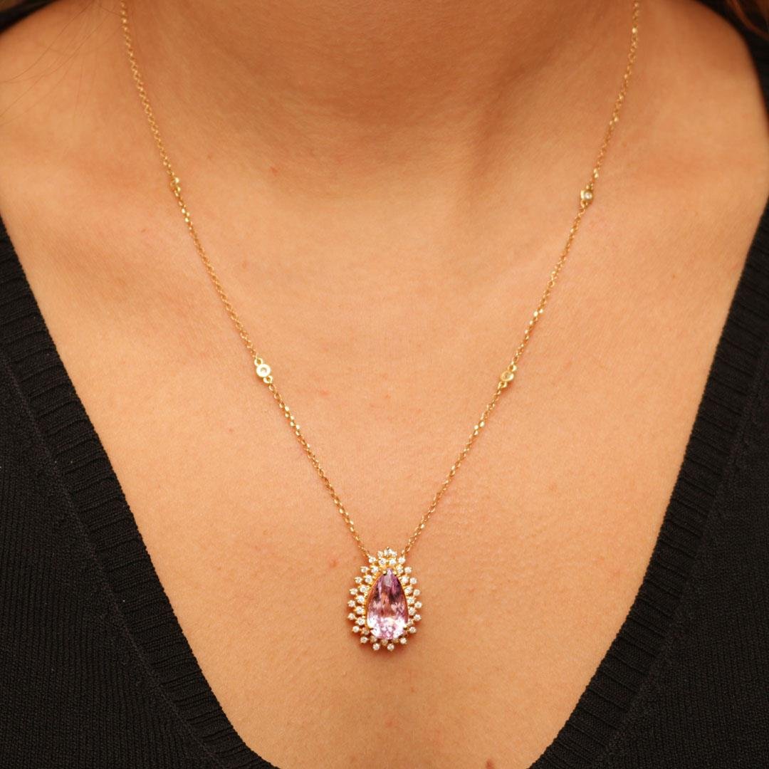 GARGANTILHA KUNZITA E DIAMANTES - OA