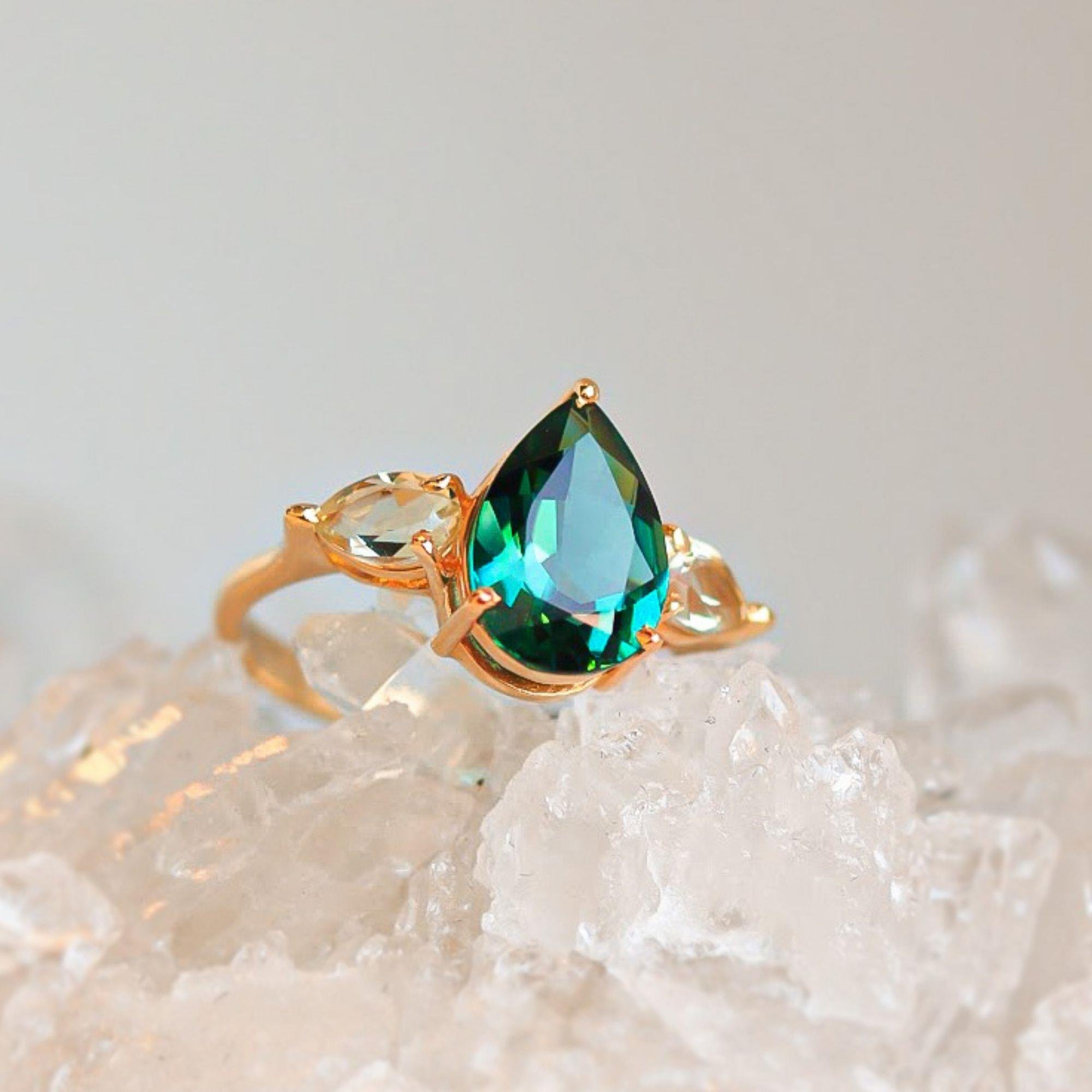 ANEL COLOR TOPÁZIO VERDE GOTA E GREEN GOLD - OA