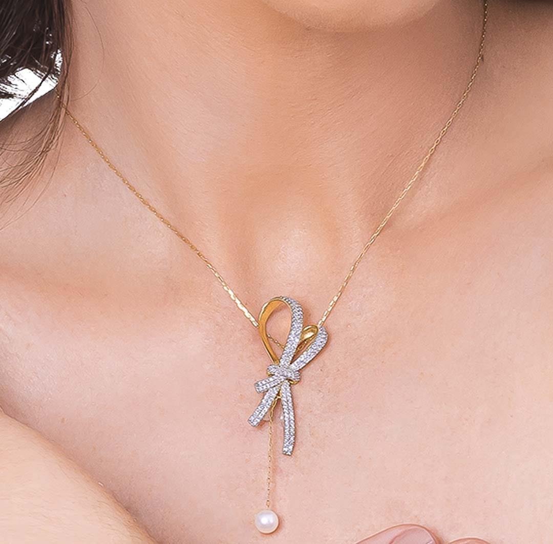 GARGANTILHA MARIA ANTONIETA - LAÇO PAVÊ DIAMANTES - OA