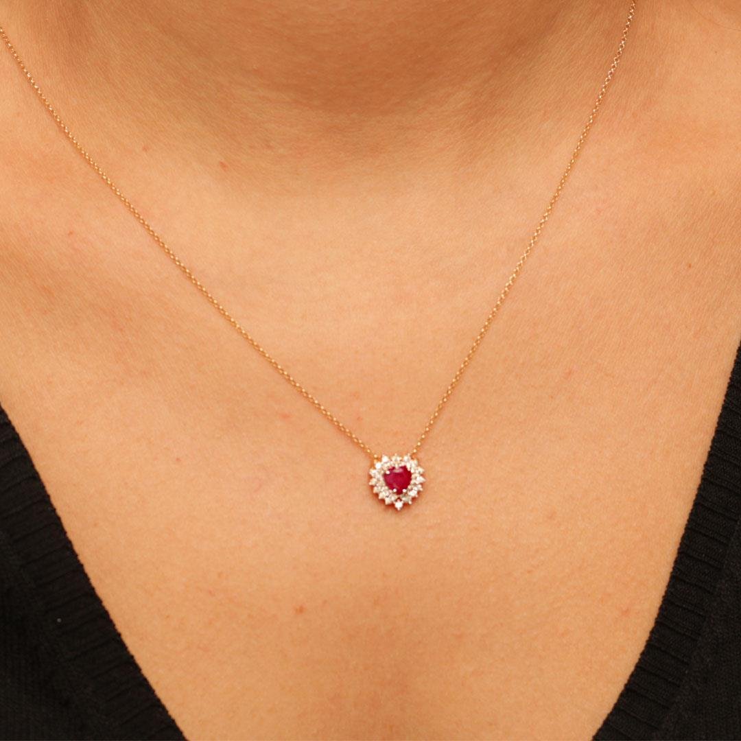 GARGANTILHA RUBI CORAÇÃO E DIAMANTES - OA