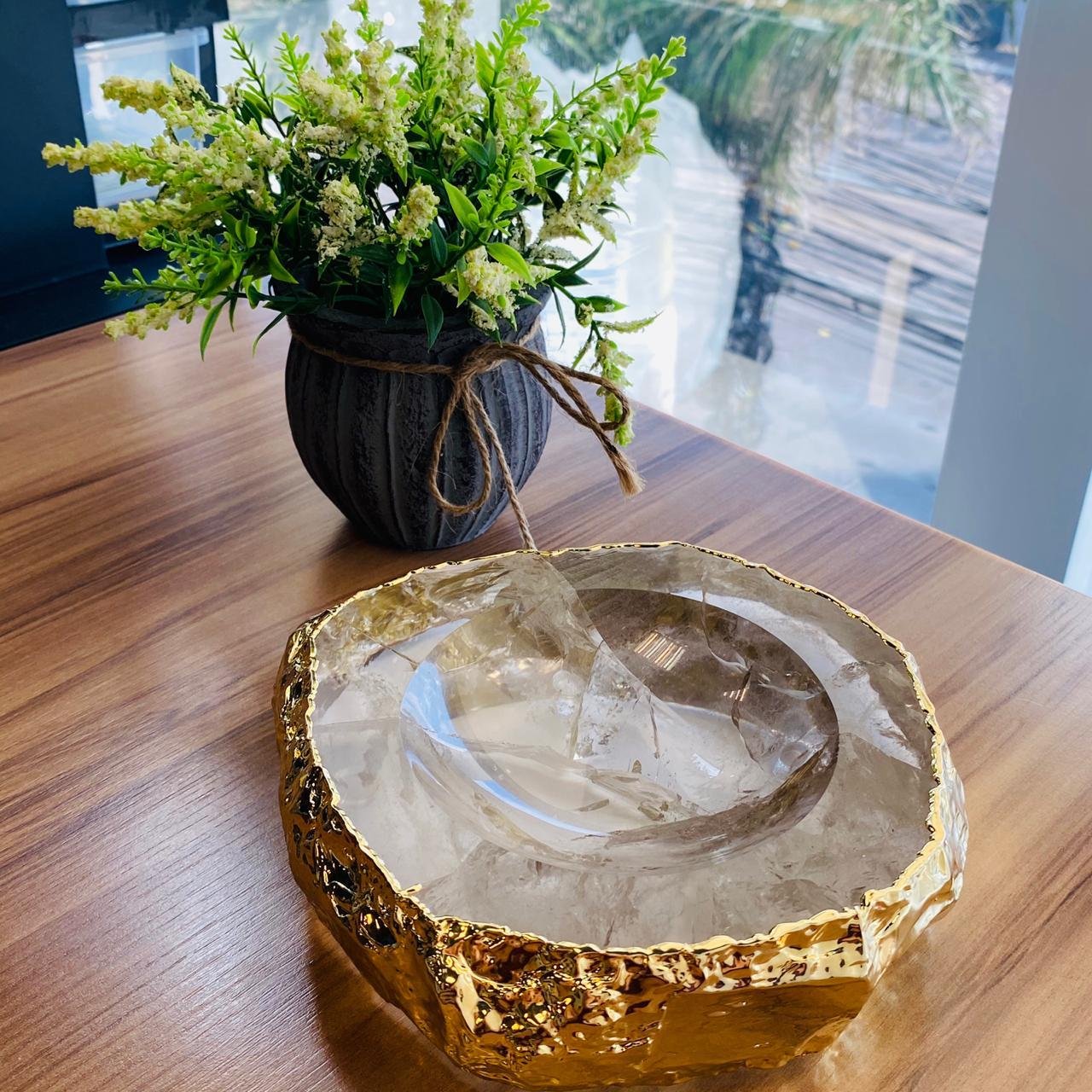 BOWL CRISTAL DE ROCHA - BANHO DE OURO