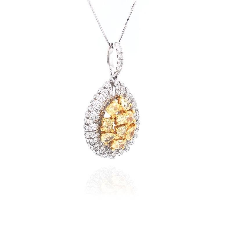 GARGANTILHA SOL - DIAMANTES AMARELOS E BRANCOS 