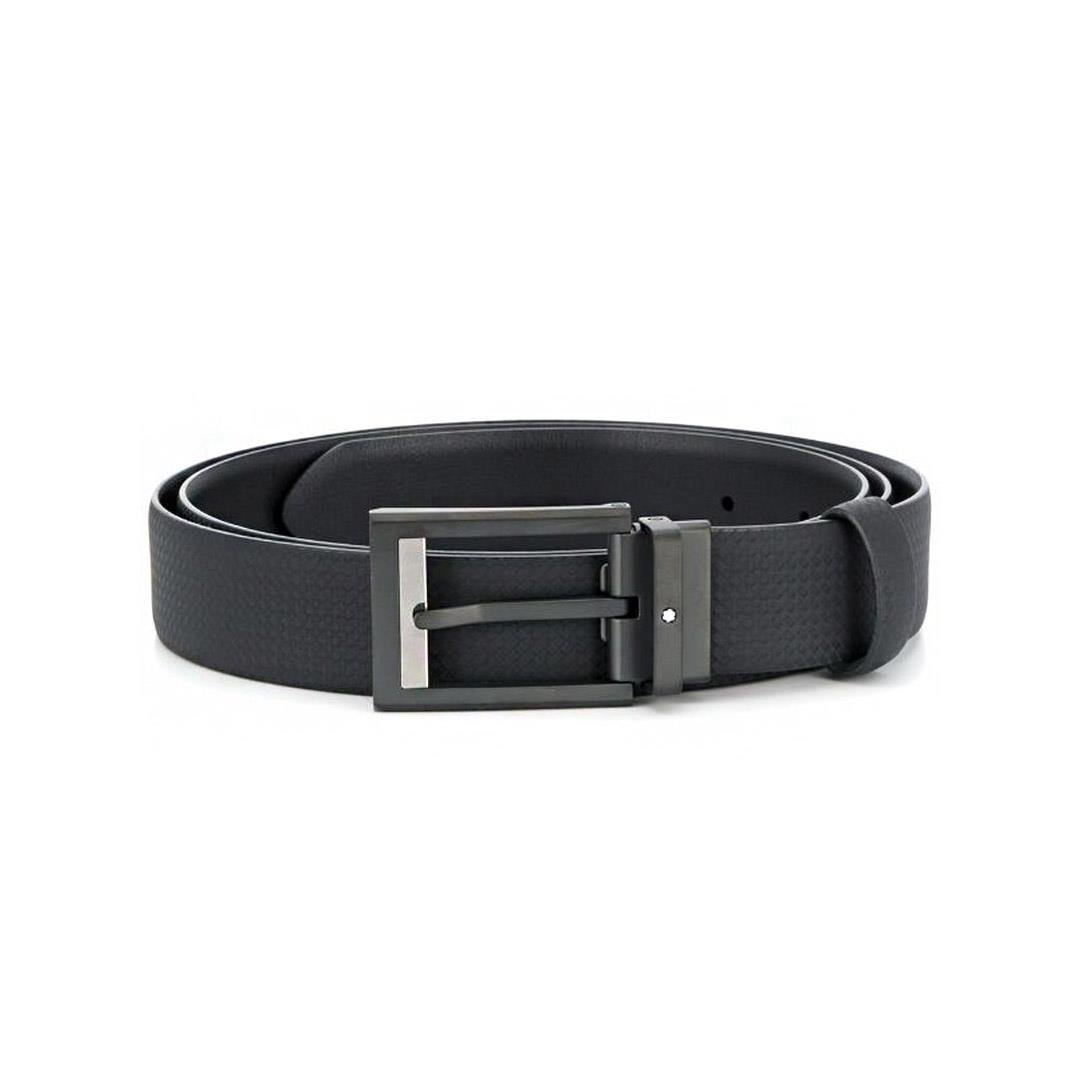 CINTO MONTBLANC - LINHA CASUAL - FIVELA PVD FOSCO RETANGULAR - PRETO
