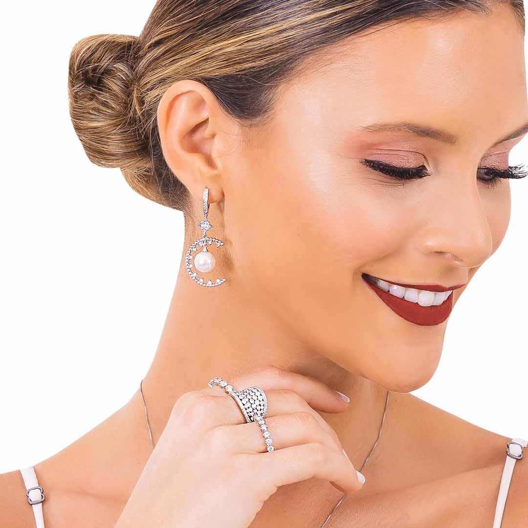 BRINCO GALILEU - PÉROLA COM DIAMANTES - OB