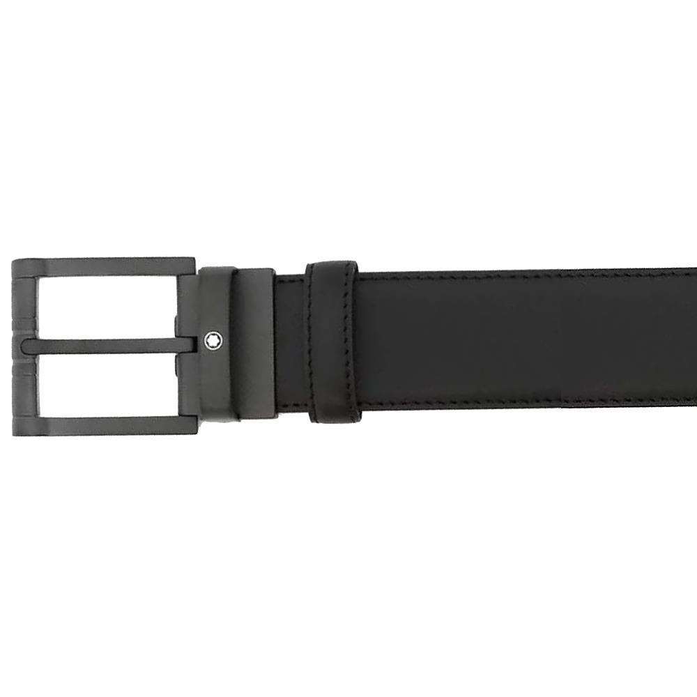 CINTO MONTBLANC - LINHA CASUAL - FIVELA PVD FOSCO QUADRADA - PRETO REVERSIVEL