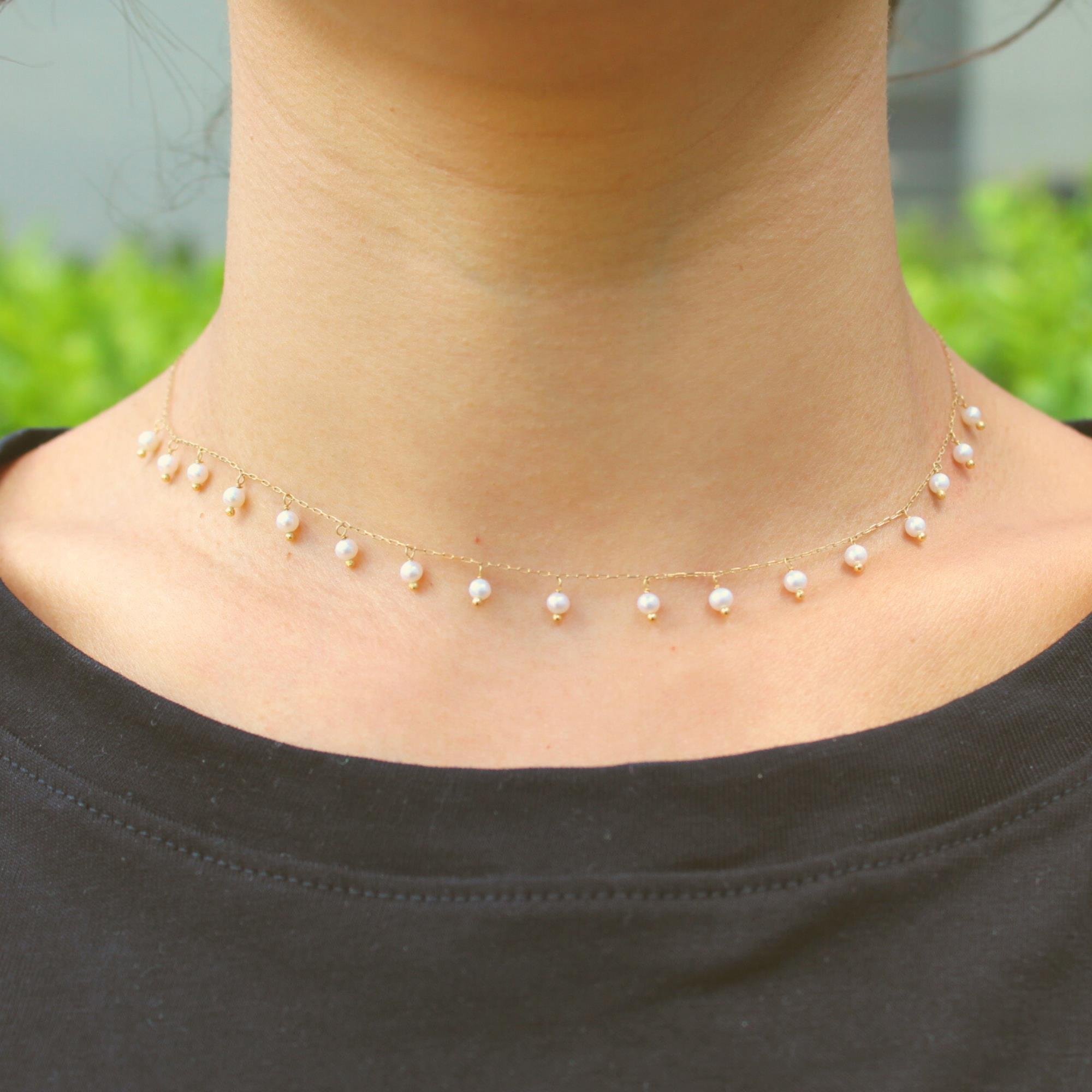 CHOKER PÉROLAS PINGENTES - OA 