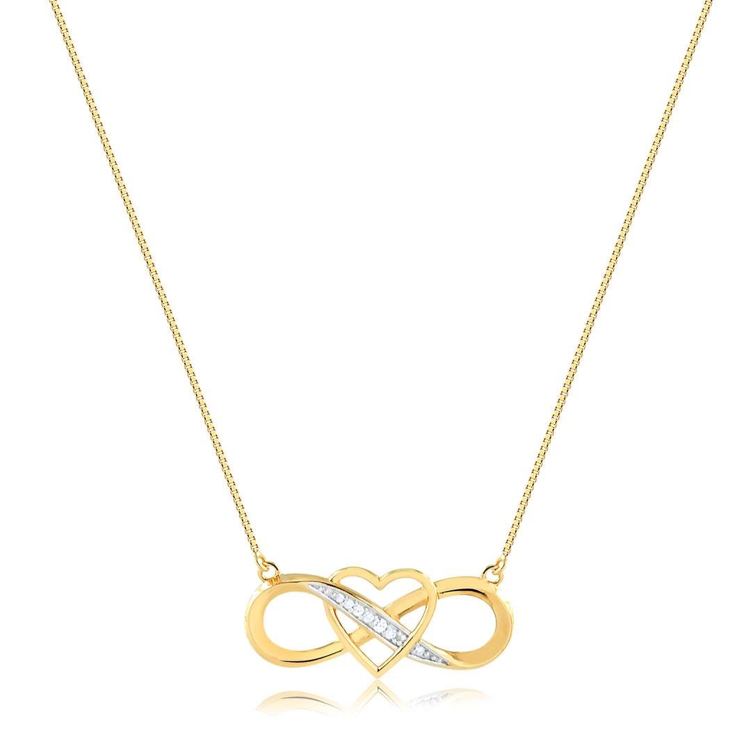 GARGANTILHA INFINITY - CORAÇÃO E DIAMANTES - OA